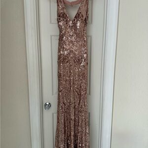 Sequin Evening Gown in Rose Gold